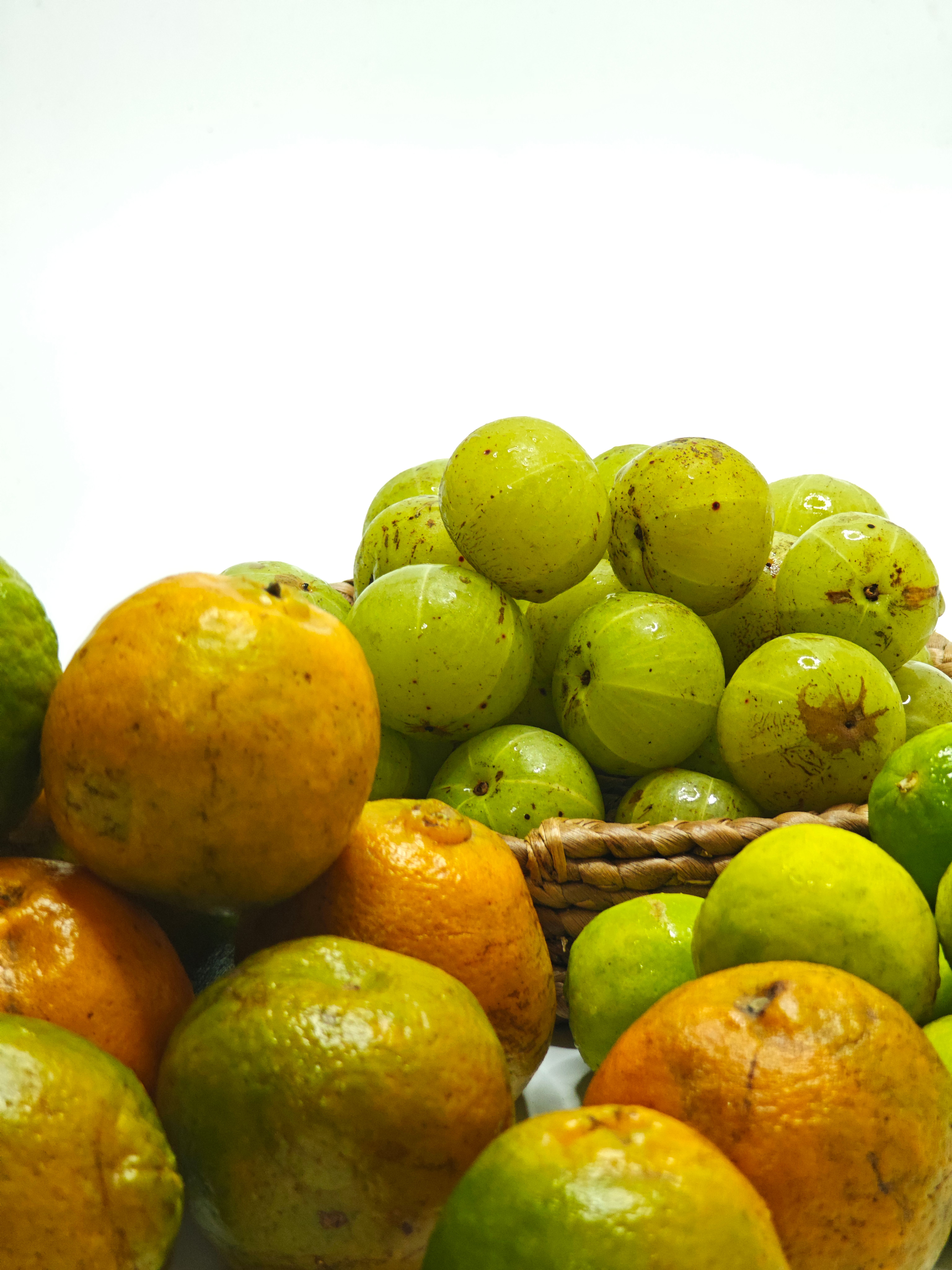 Fresh Citrus and Indian Gooseberries in Basket · Free Stock Photo