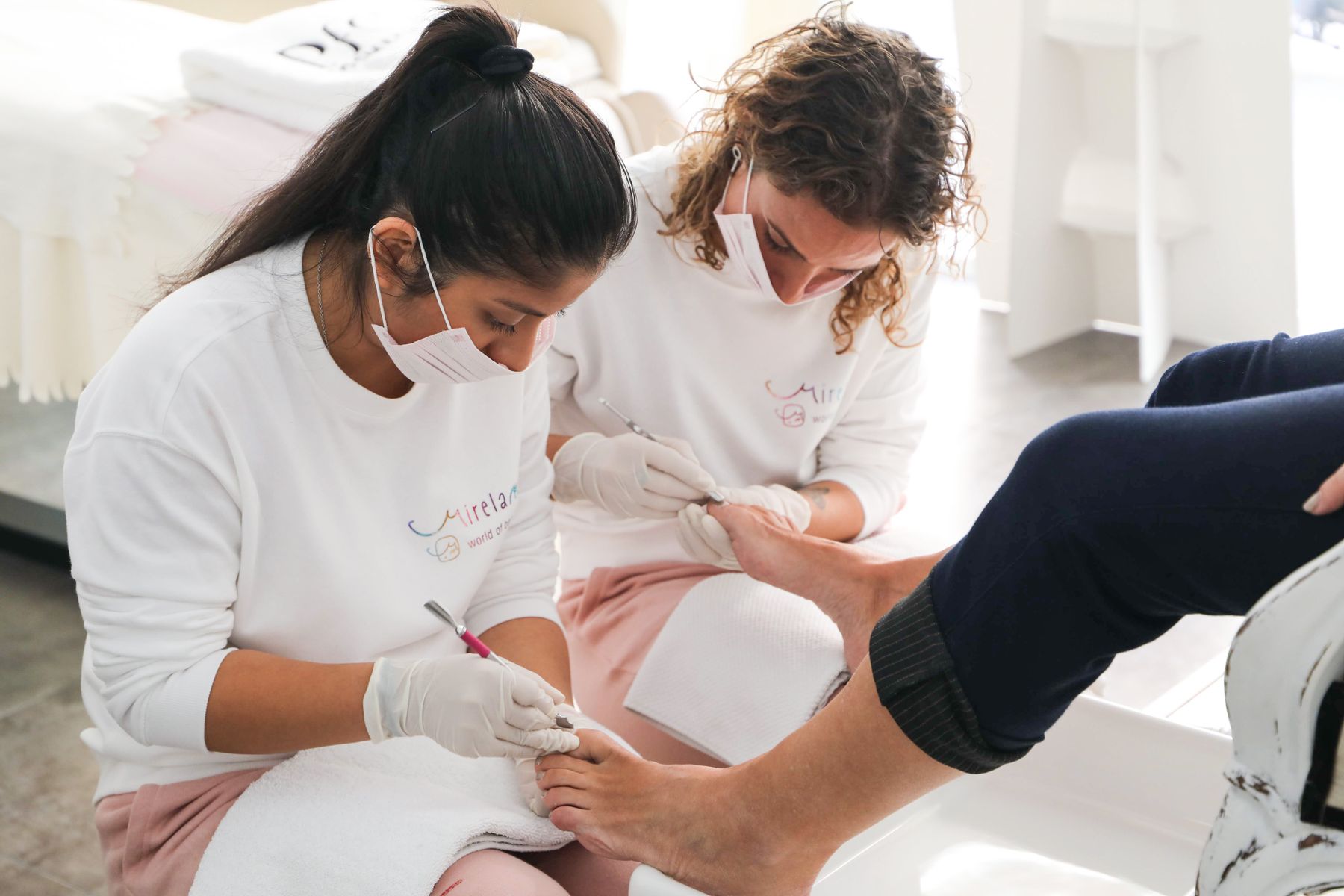 Relaxing professional pedicure service in a modern nail salon