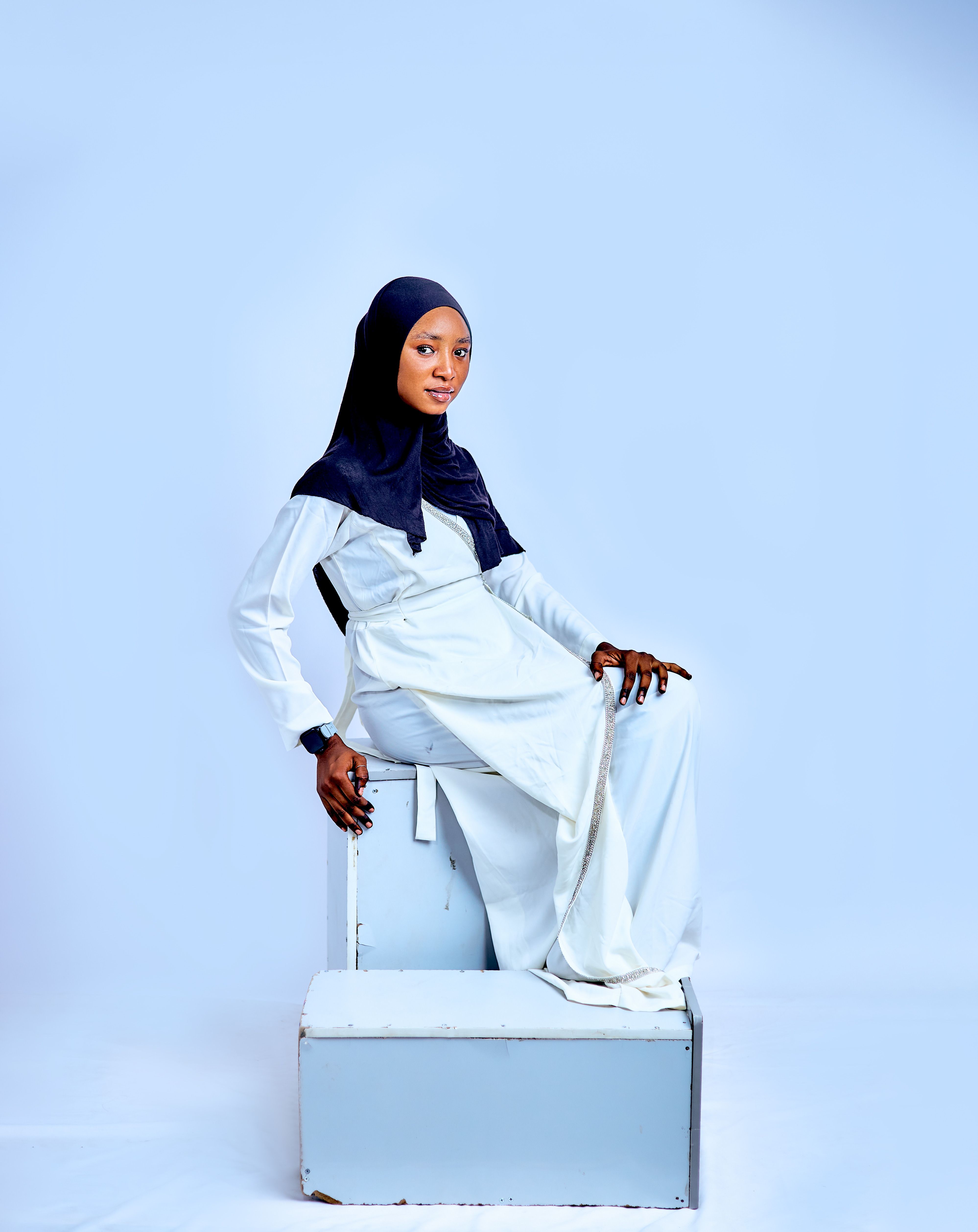 Portrait of Woman in Elegant White Dress with Hijab · Free Stock Photo