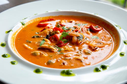 Soup With Vegetables on White Ceramic Bowl