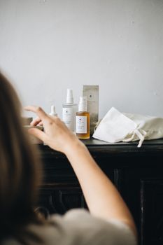 Artisan skincare product setup with minimalistic touch and soft lighting.