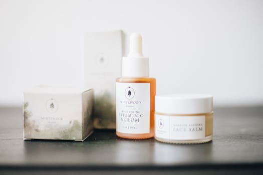 Natural skincare products with minimalist design, emphasizing clean beauty and organic ingredients.