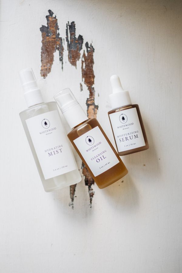 Natural skincare products flat lay