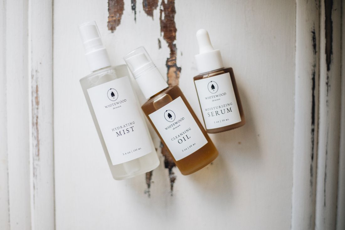 Organic skincare ingredients flat lay