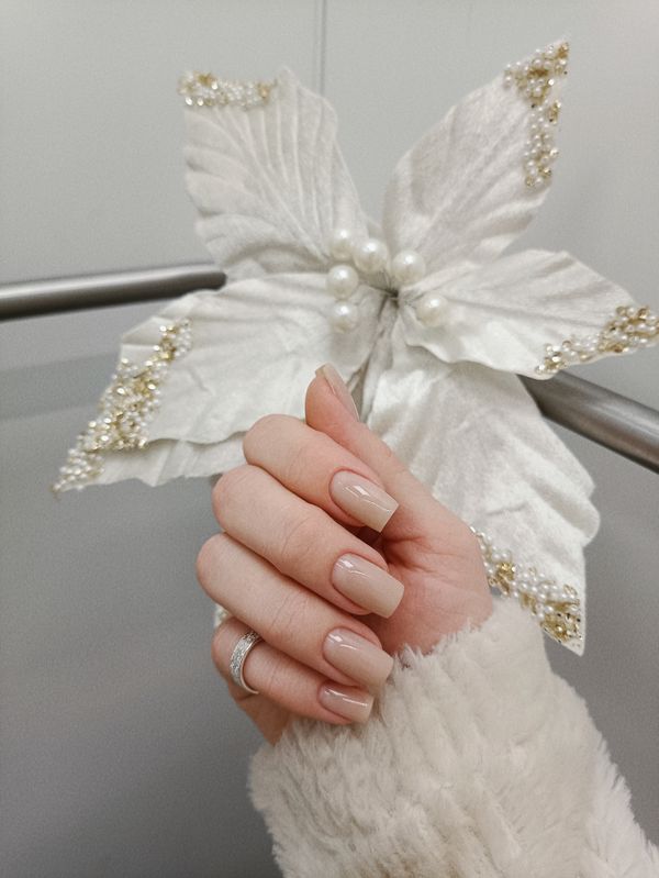 Milky white manicure