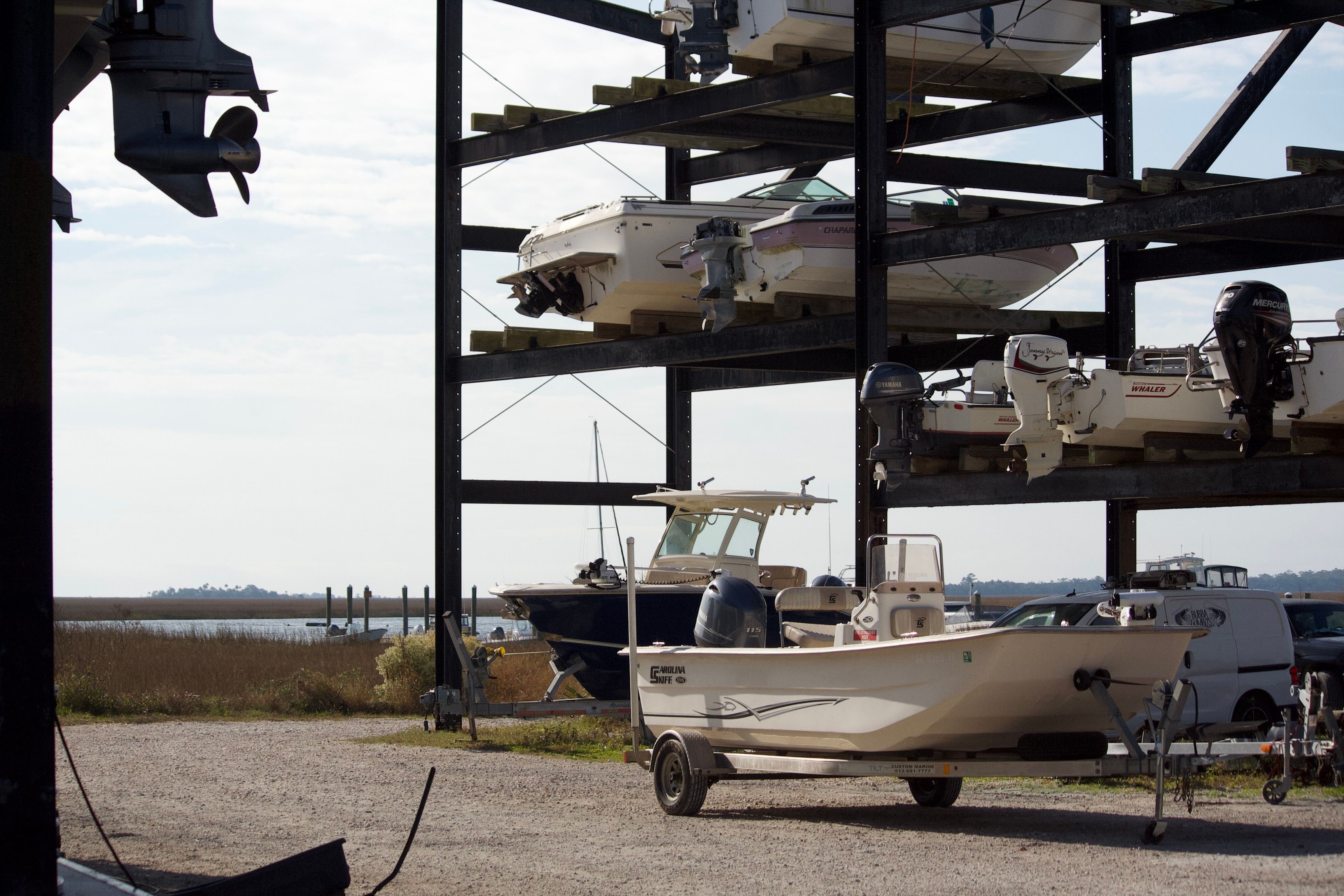 Stacked Boats at Outdoor Marina Storage · Free Stock Photo