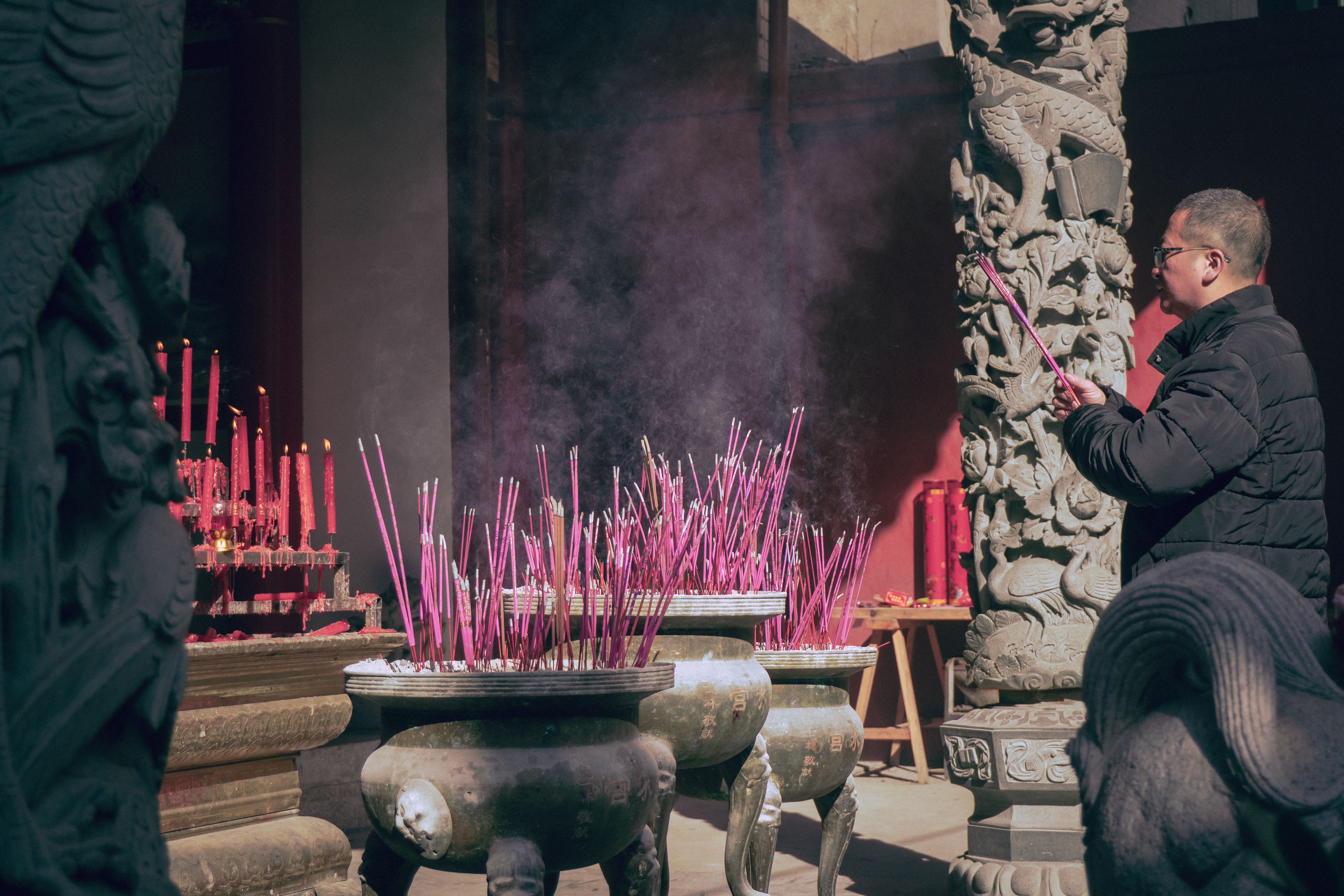 Vietnamese temple incense prayer offering ceremony 2