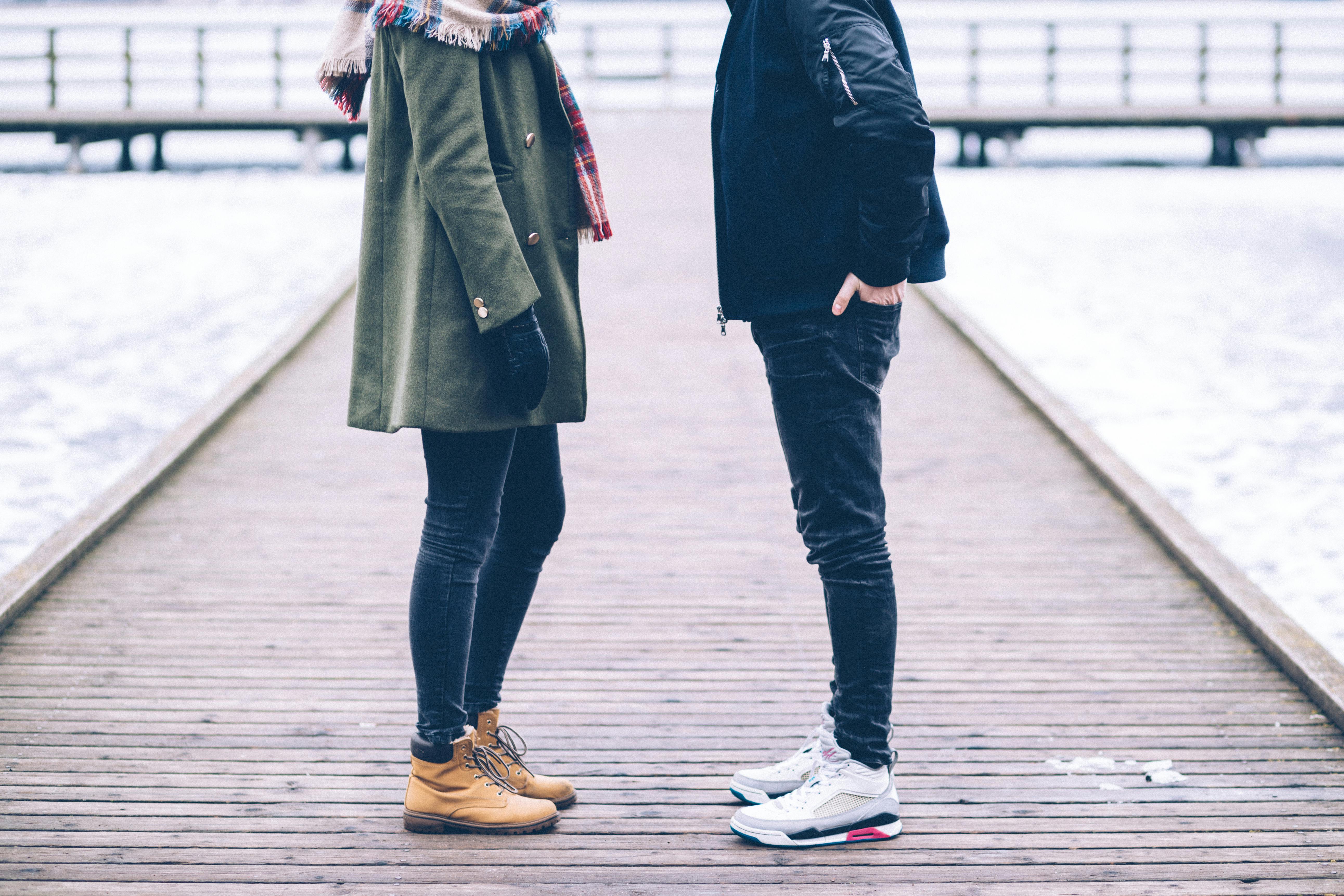 Woman and Man Standing on Brown Wooden Dock \u00b7 Free Stock Photo