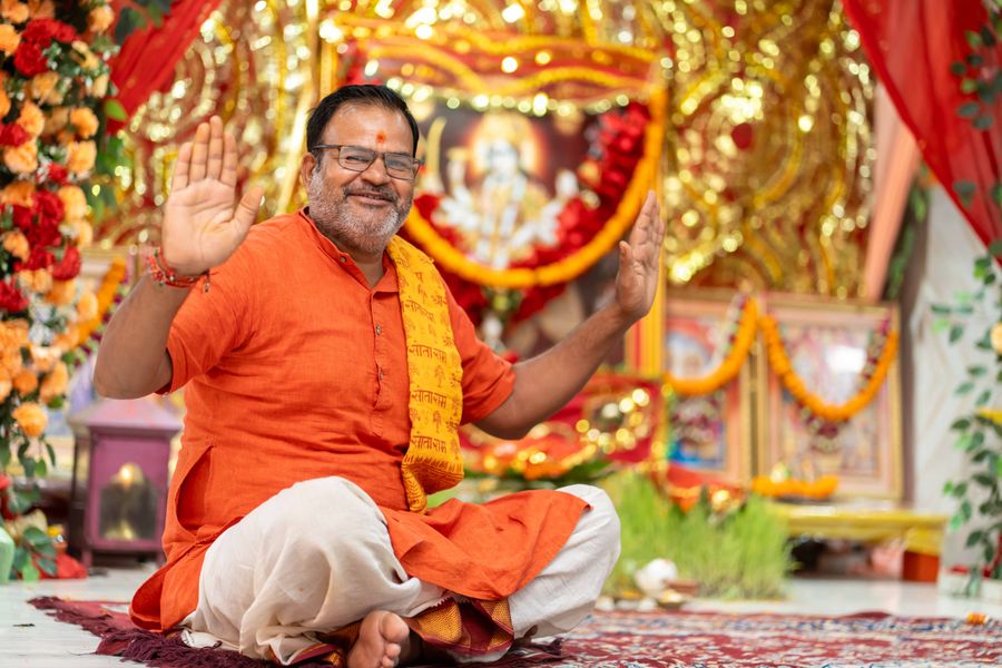 Indian spiritual guide in traditional clothing
