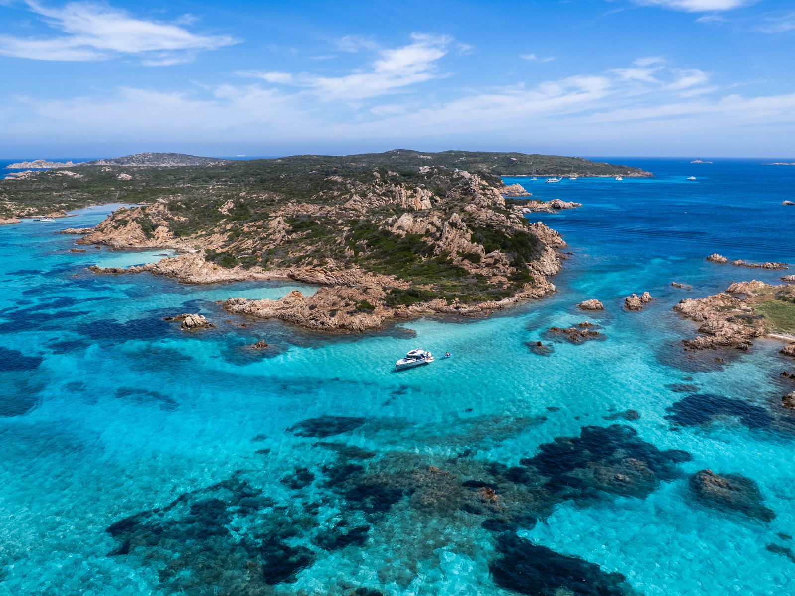 Aerial panoramic view of Sardinia island coastline