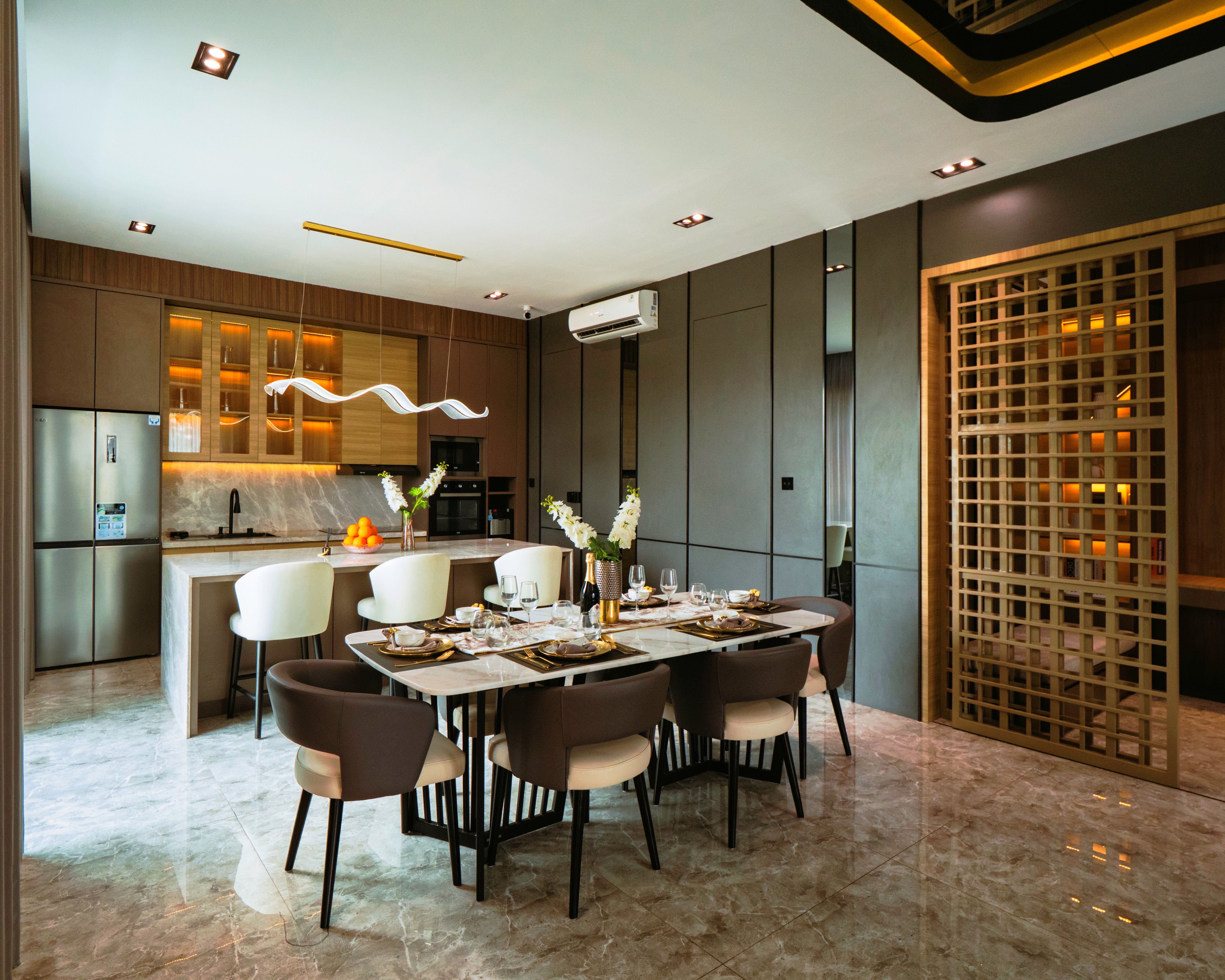 Elegant Modern Dining Room with Stylish Decor · Free Stock Photo