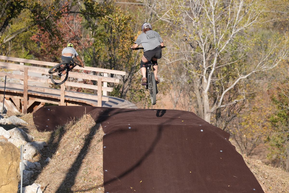 Child on mountain bike trail
