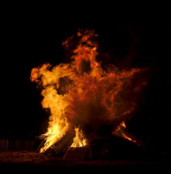 Fire on Bonfire during Night Time