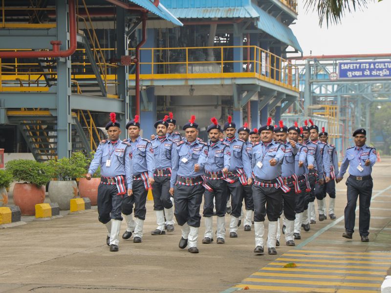 Uniformed security personnel on duty at a facility