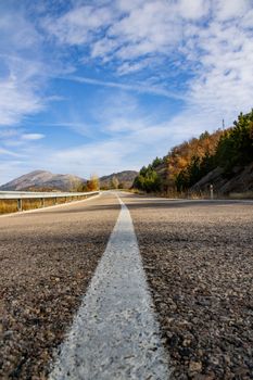 Breathtaking autumn landscape on an open road in Yeşilkent, Ankara, Türkiye.