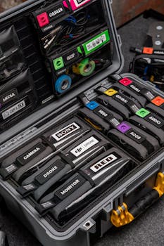 Neatly organized camera gear in a hardcase showcasing efficient storage solutions.