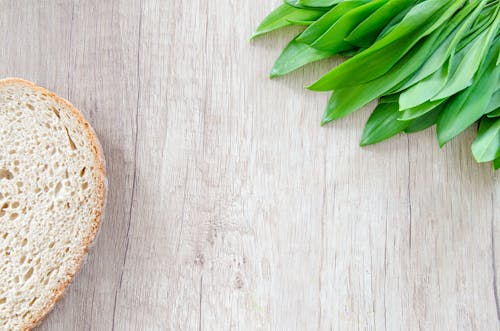 Free Green Leaves and Slice of Bread Stock Photo
