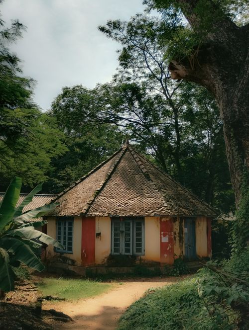Free Charming traditional house set amidst lush greenery in Thiruvananthapuram, Kerala, India. Stock Photo