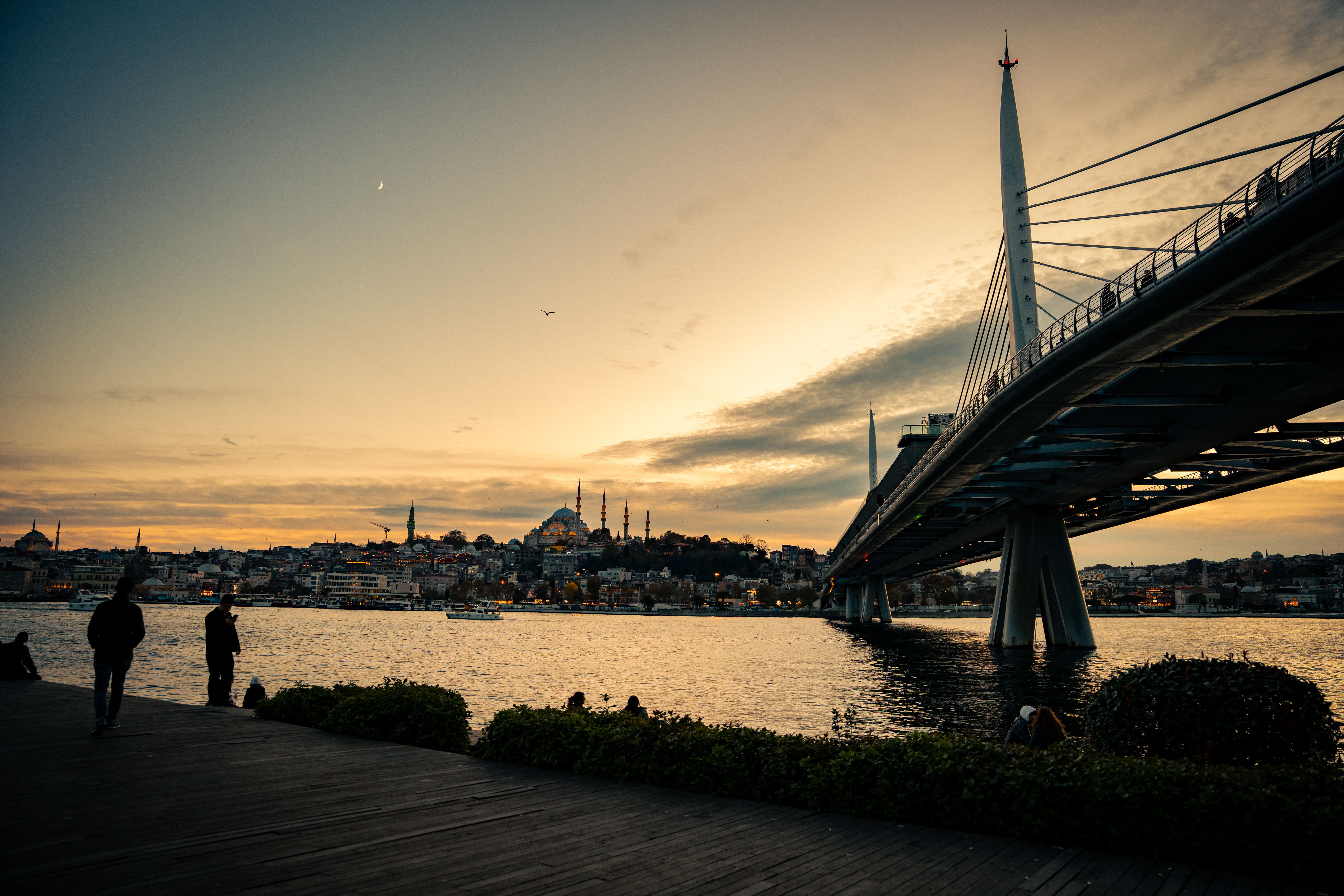 Istanbul skyline and Bosphorus Bridge at sunset, the setting for VIP travel in Turkey