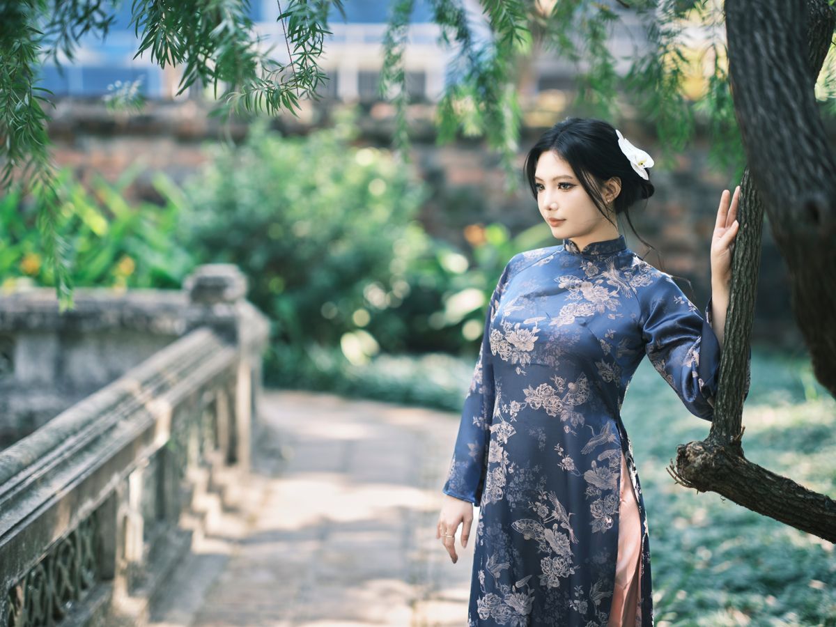 Elegant Woman in Traditional Dress Outdoors · Free Stock Photo