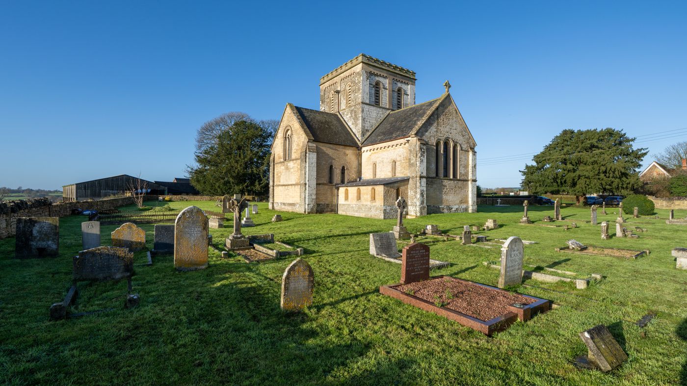 Historic English church with well-kept graveyard