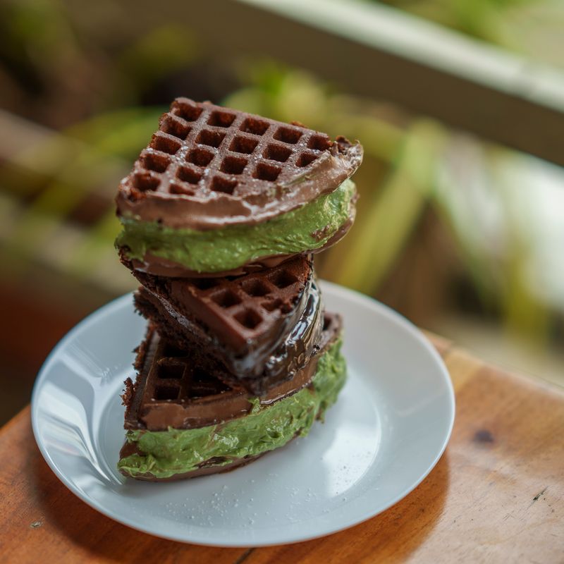 Air Fryer Matcha White Chocolate Waffles