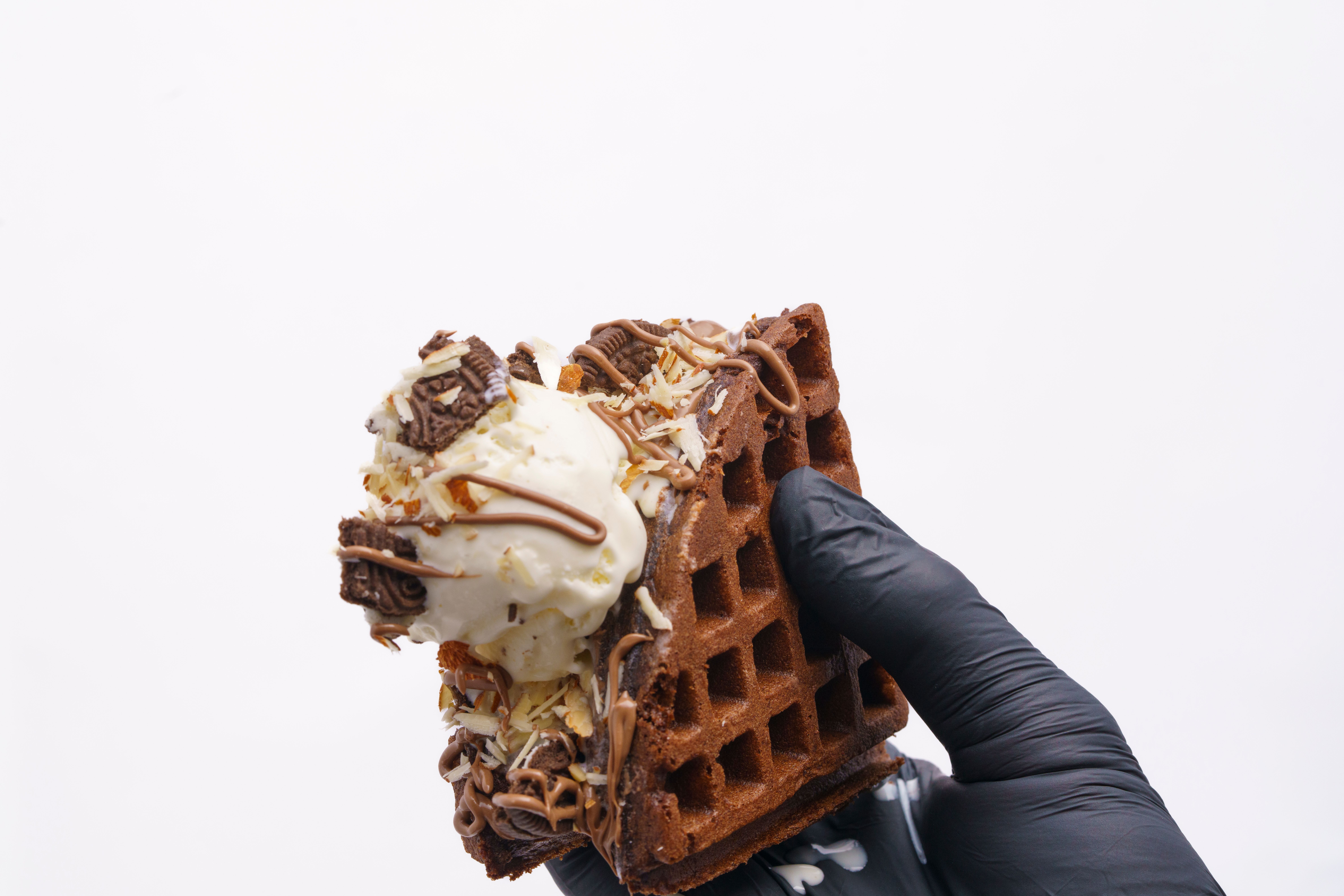 Golden Waffles with Whipped Cream