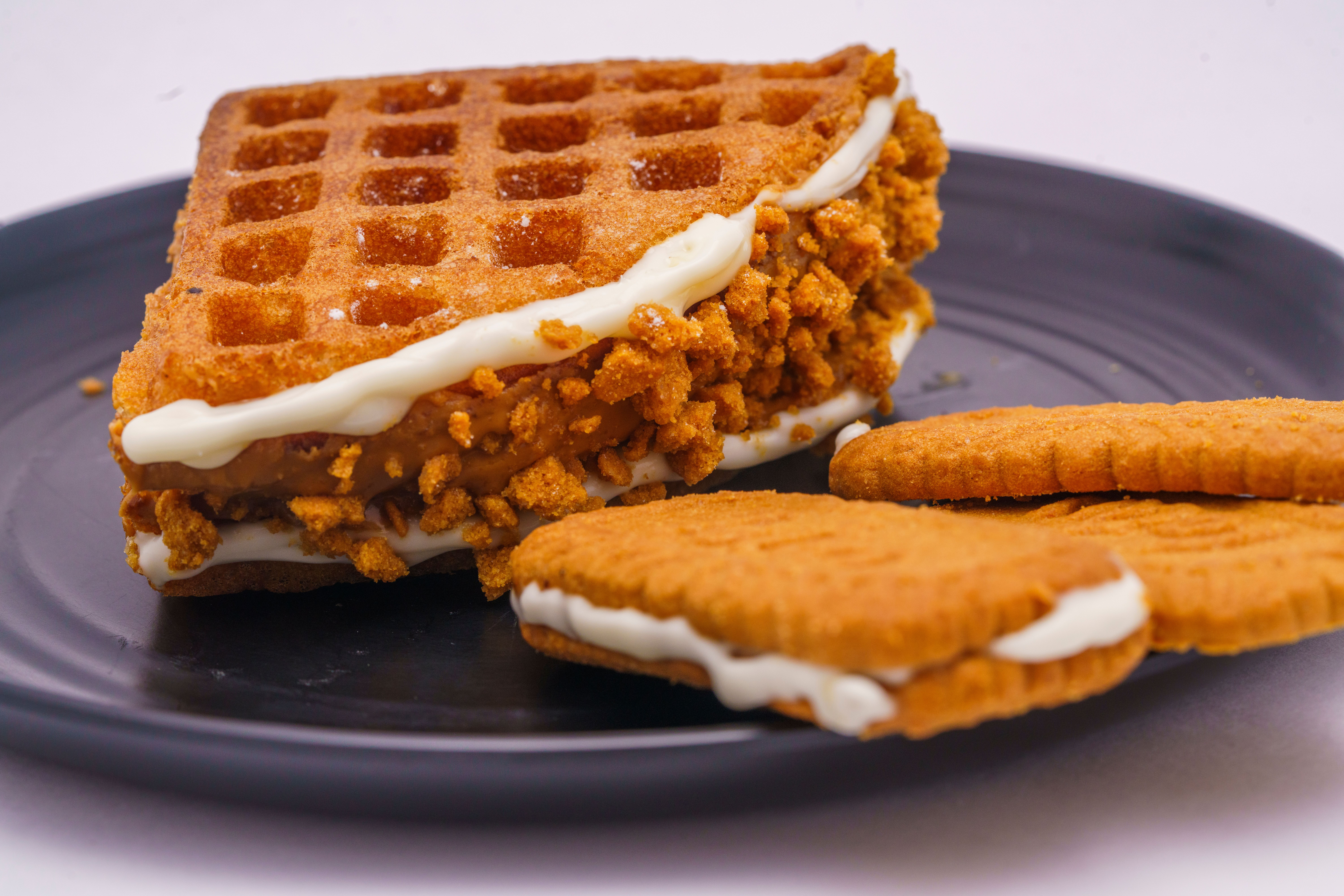 Close-up of Waffles and Cookies with Cream Filling · Free Stock Photo