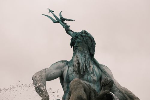Free Majestic close-up of Neptune statue at the Neptune Fountain, Berlin, showcasing intricate details of mythological art. Stock Photo