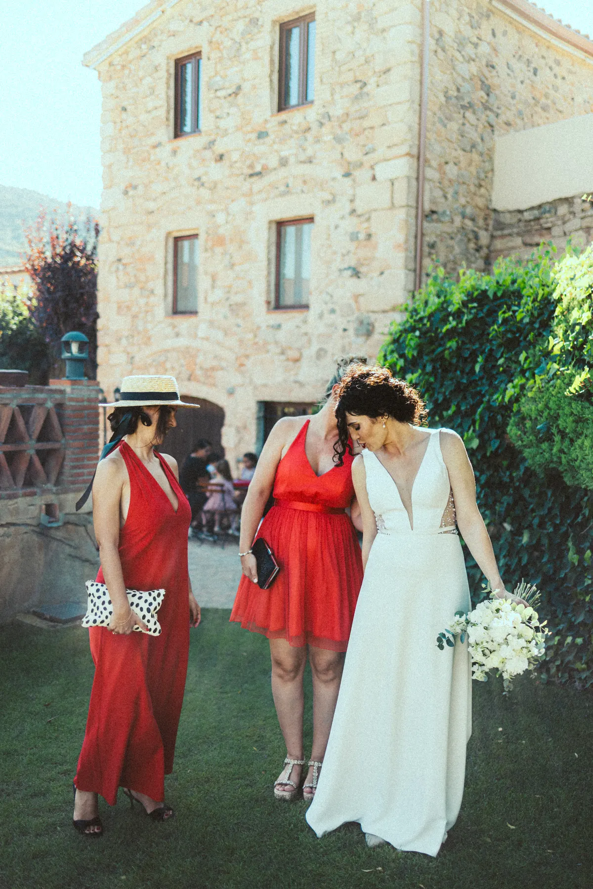 Wedding guests in elegant dresses