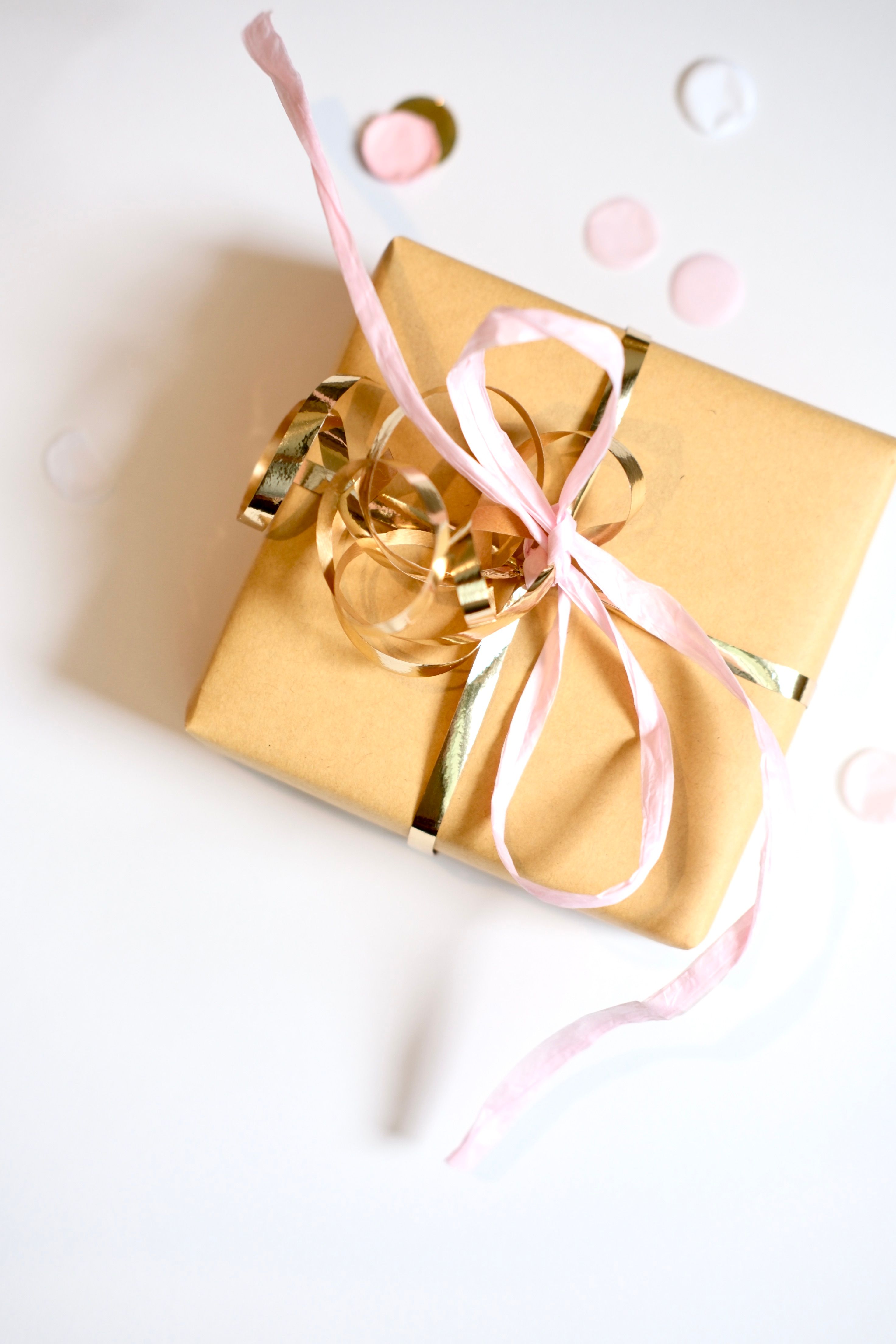 Gift wrapped with ribbon and bow