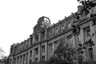 Historic Architectural Building in Black and White