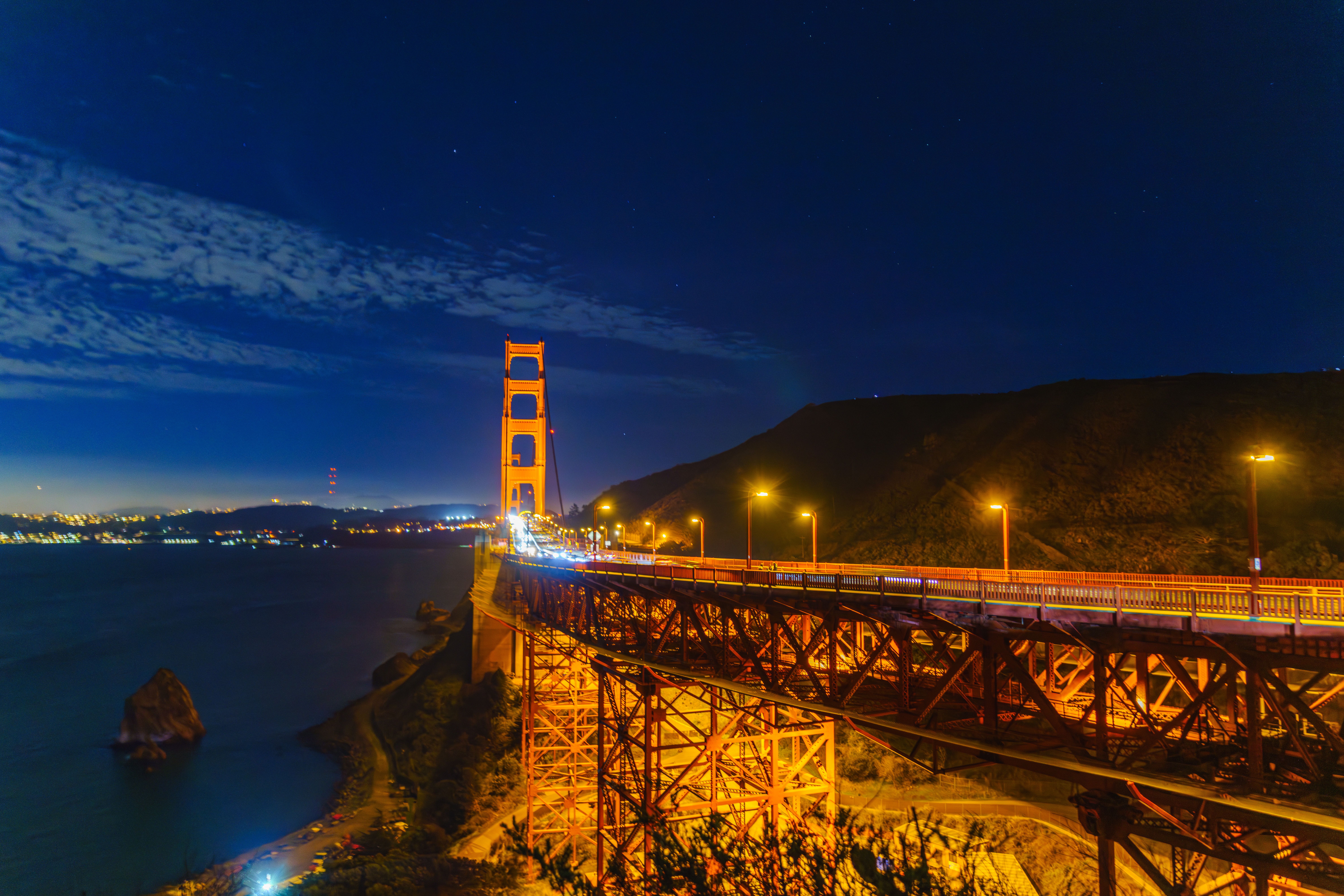 Golden Gate Bridge Illuminated at Night · Free Stock Photo