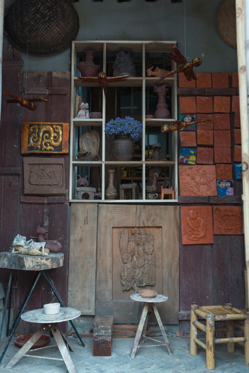 Free Explore a rustic Hanoi workshop displaying traditional Vietnamese crafts. Stock Photo
