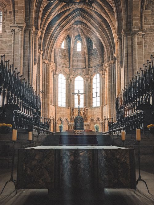 Free Beautiful view of St. Michael's Church interior in Bamberg, Germany showcasing Gothic architecture. Stock Photo