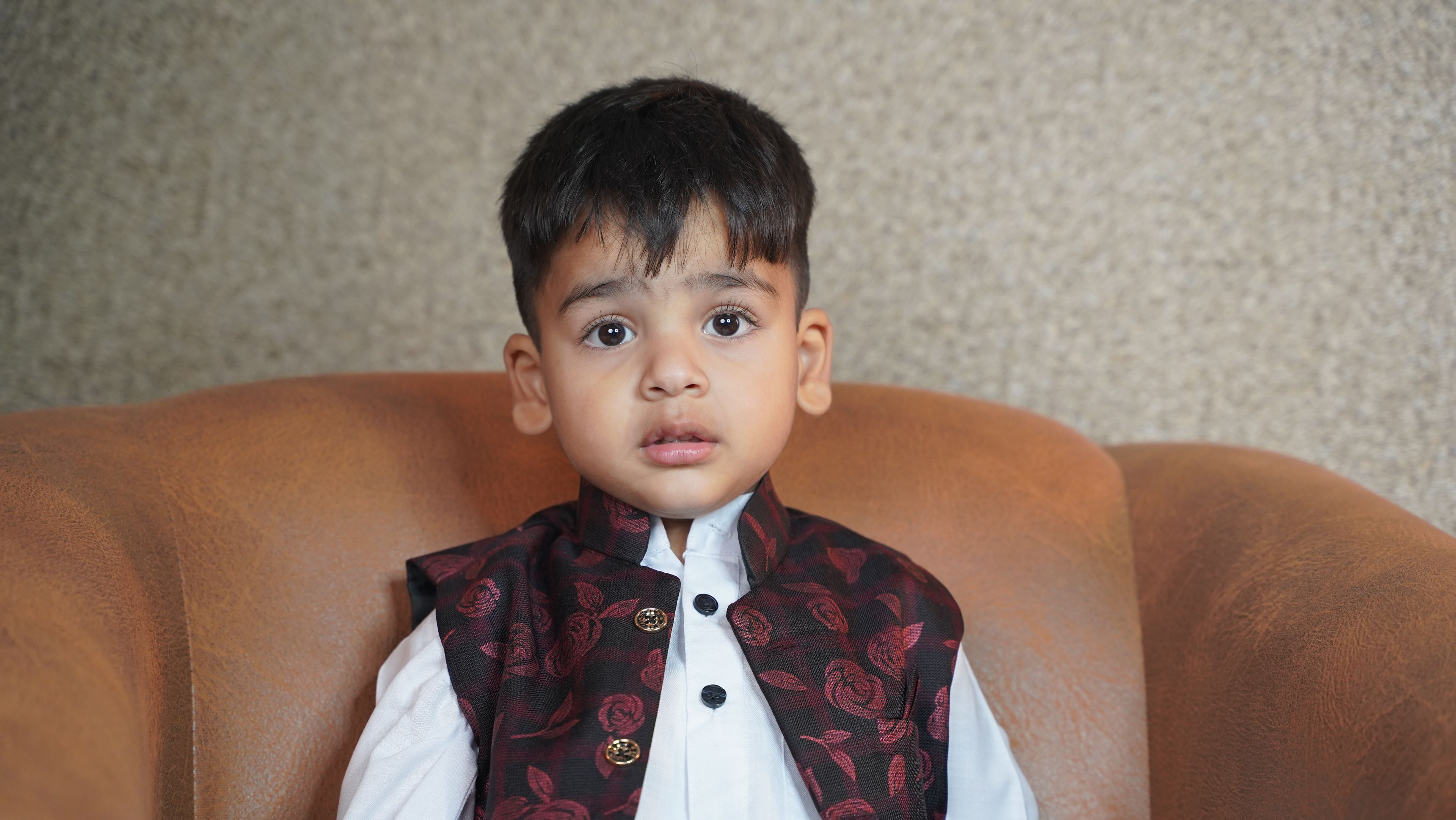 Boys Panjabi & Koti Set — Maroon
