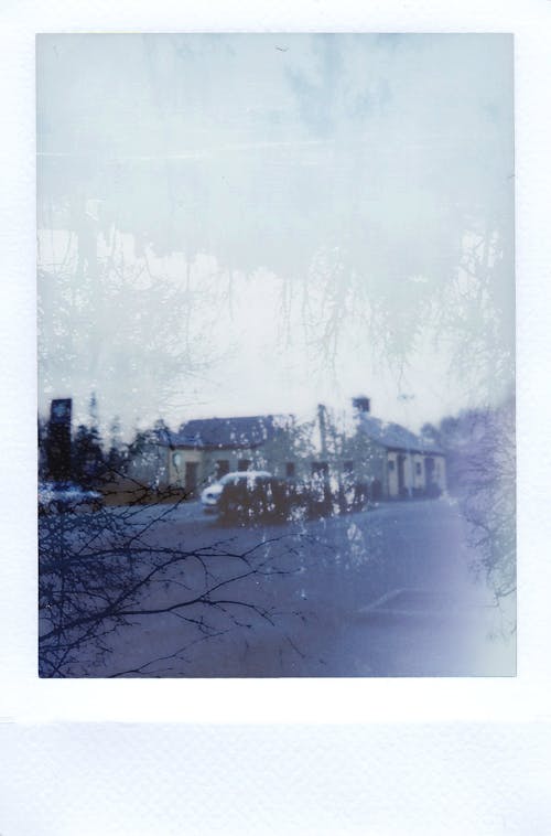 無料 雪に覆われた木々や家 写真素材