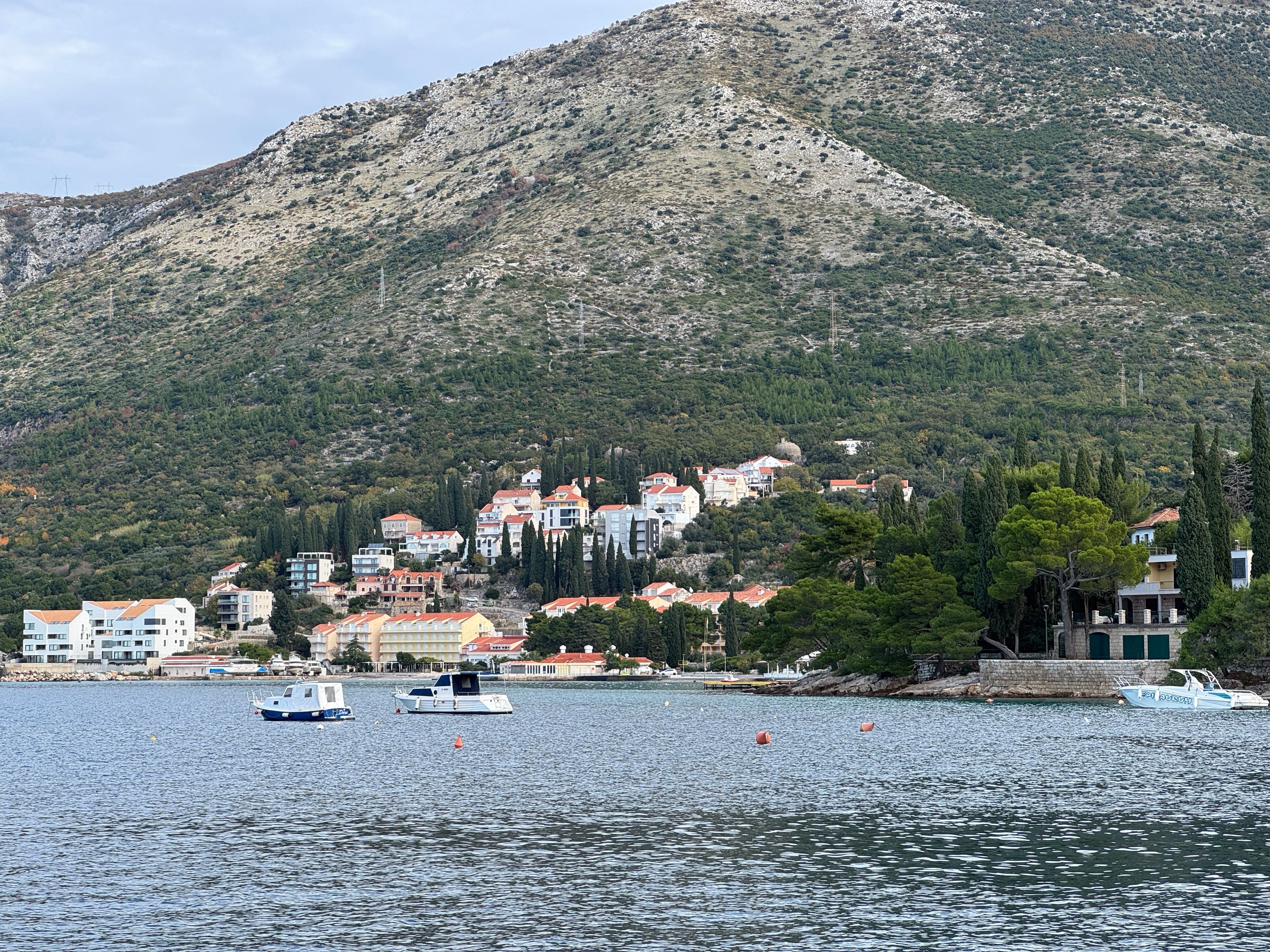 Scenic Coastal Town with Boats and Hills · Free Stock Photo