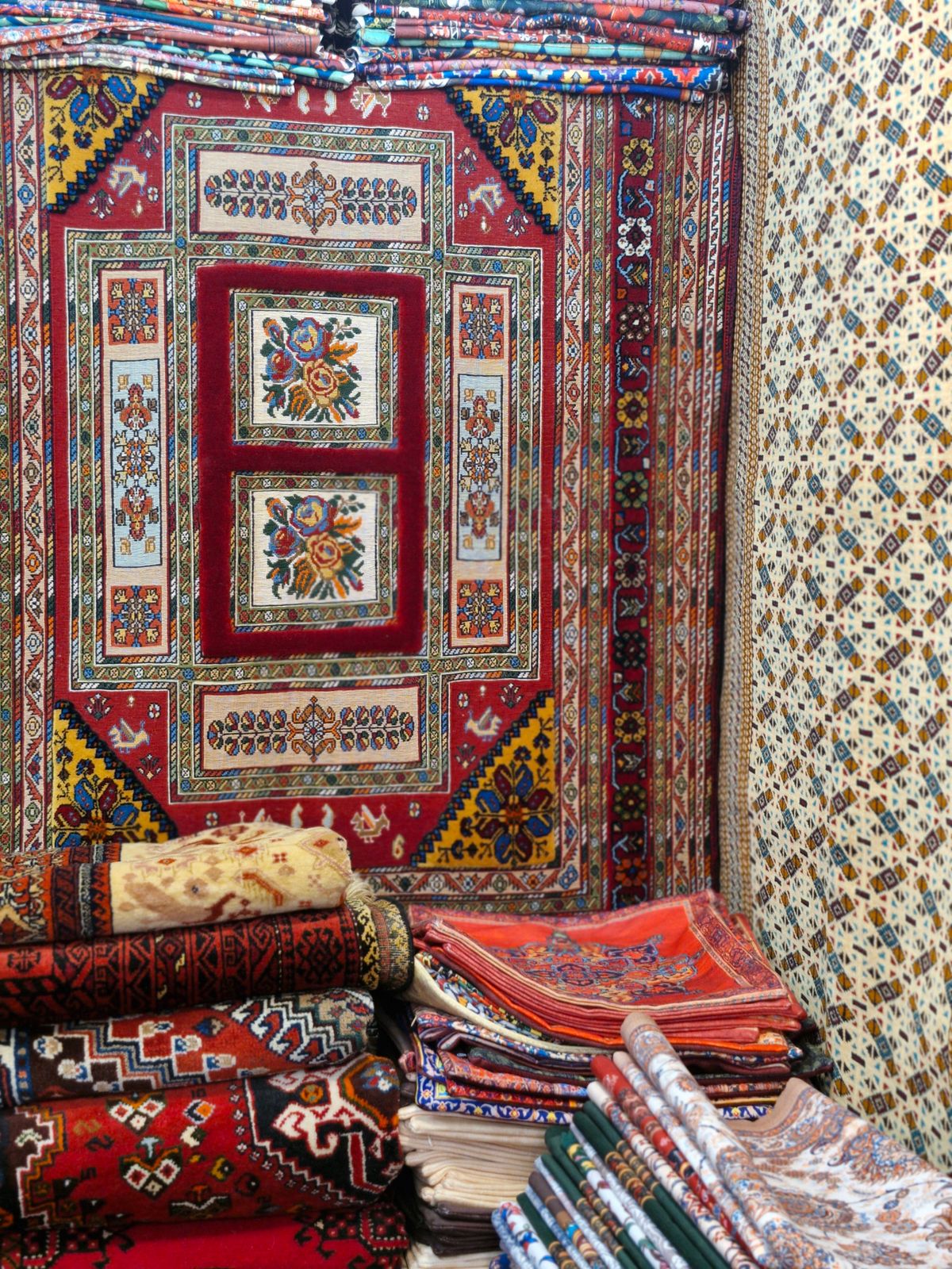 Handmade Colorful Rugs on a Market · Free Stock Photo