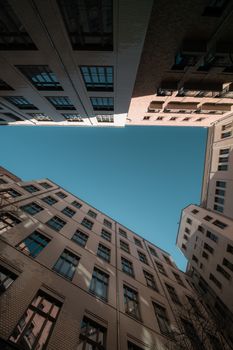 View of a modern architectural facade in Hamburg, showcasing sophisticated urban design.