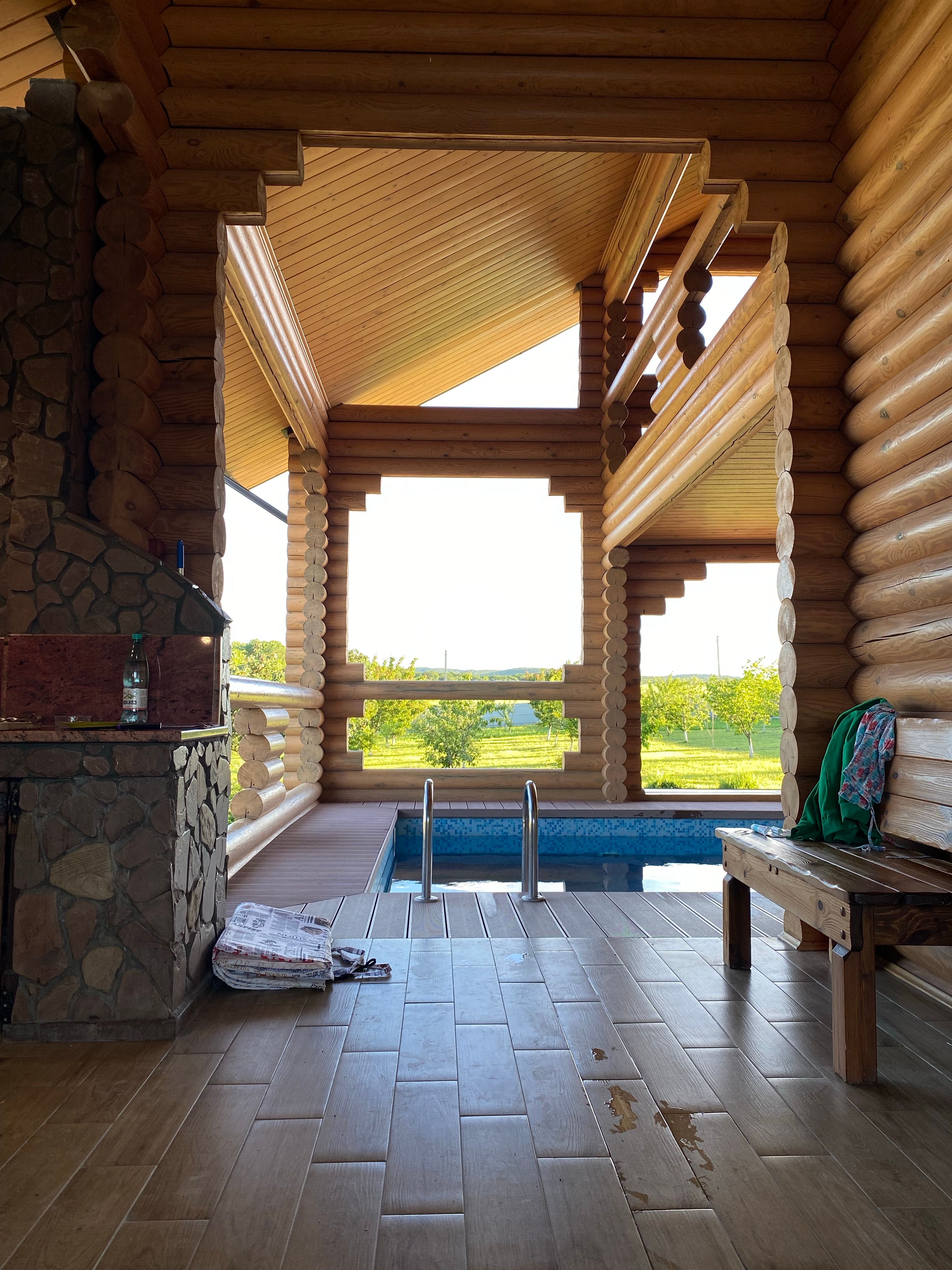 Rustic Indoor Pool in Wooden Cabin Retreat · Free Stock Photo