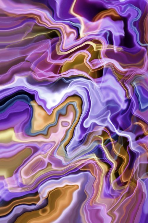 Free Abstract fluid art with vibrant purple, gold, and pink swirls. Stock Photo
