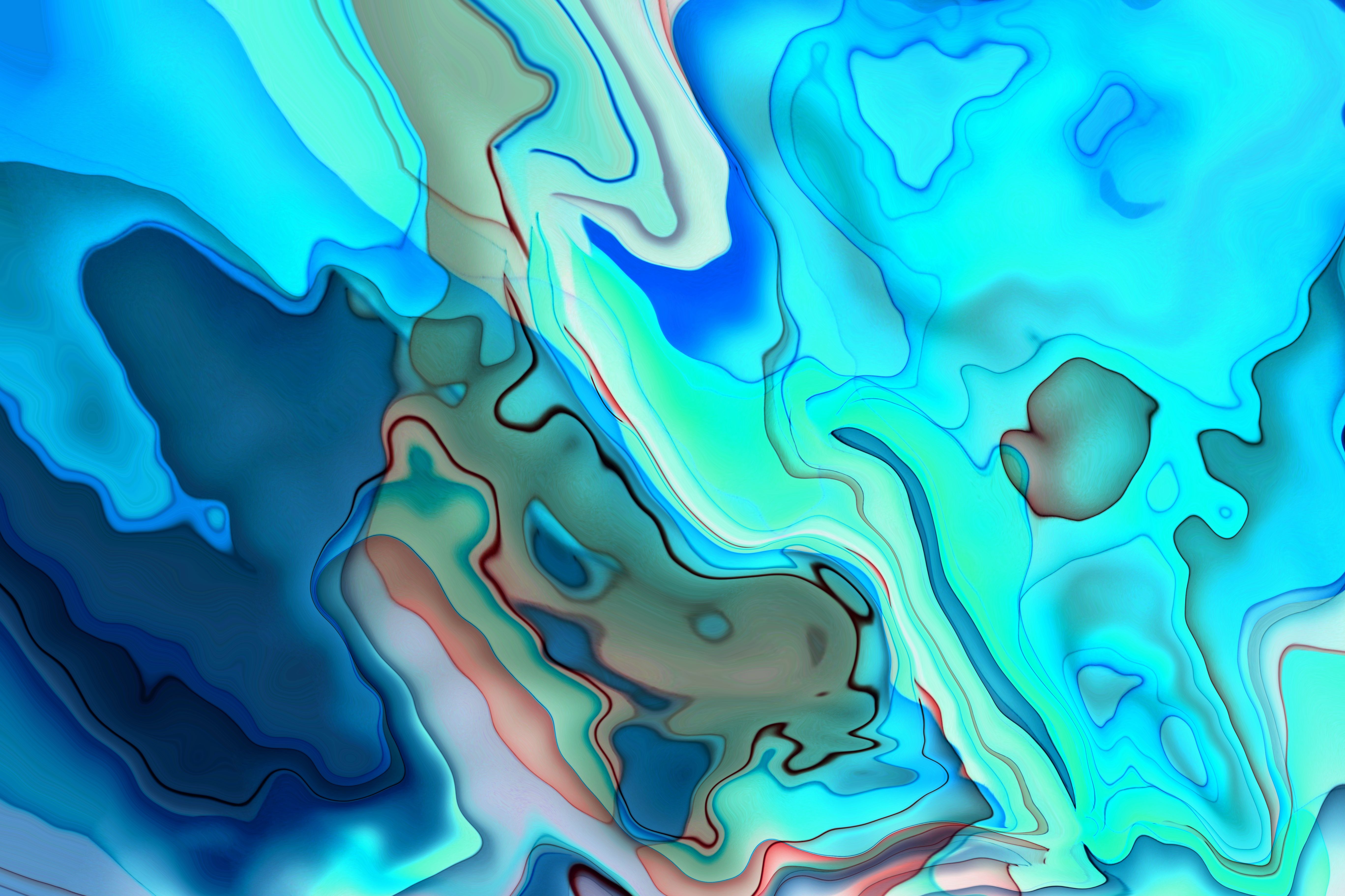 Abstract Fluid Art with Vibrant Blue and Green Swirls · Free Stock Photo