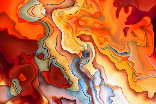 Free A vibrant abstract art piece with fluid, swirling patterns in bold colors. Stock Photo