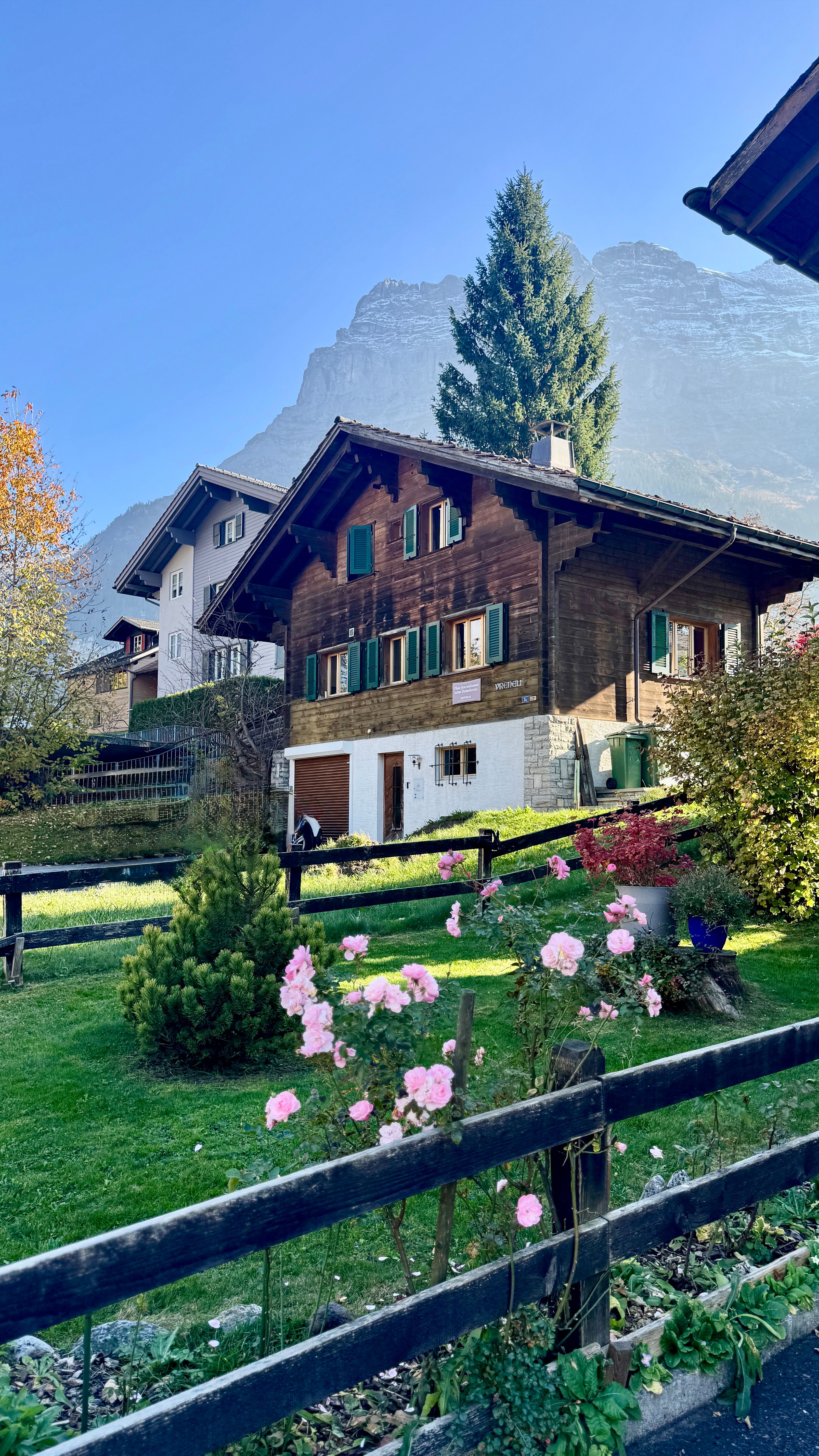A house with flowers in front of it and mountains · Free Stock Photo