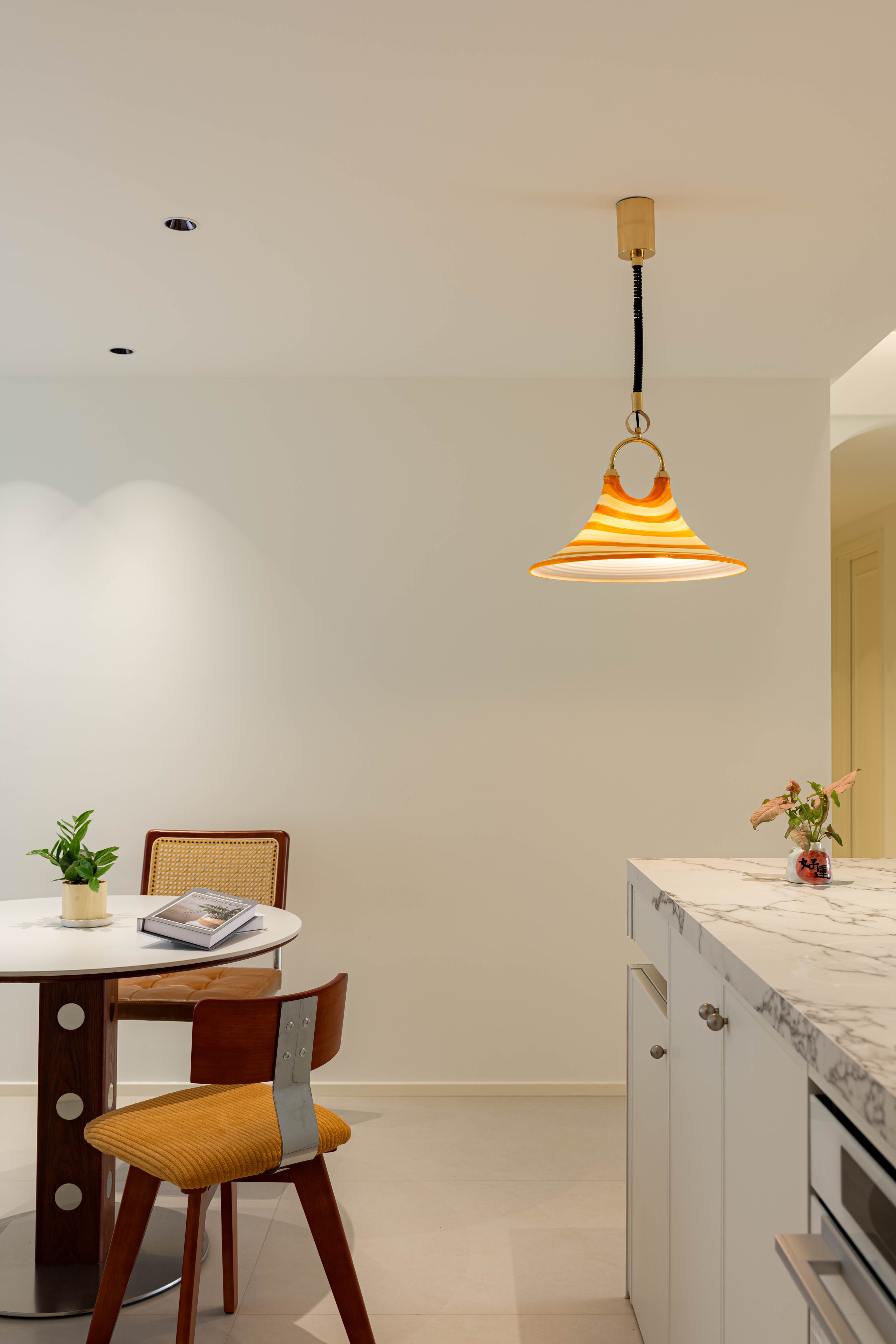 Modern kitchen interior featuring marble and chic decor elements.. modern, kitchen, interior
