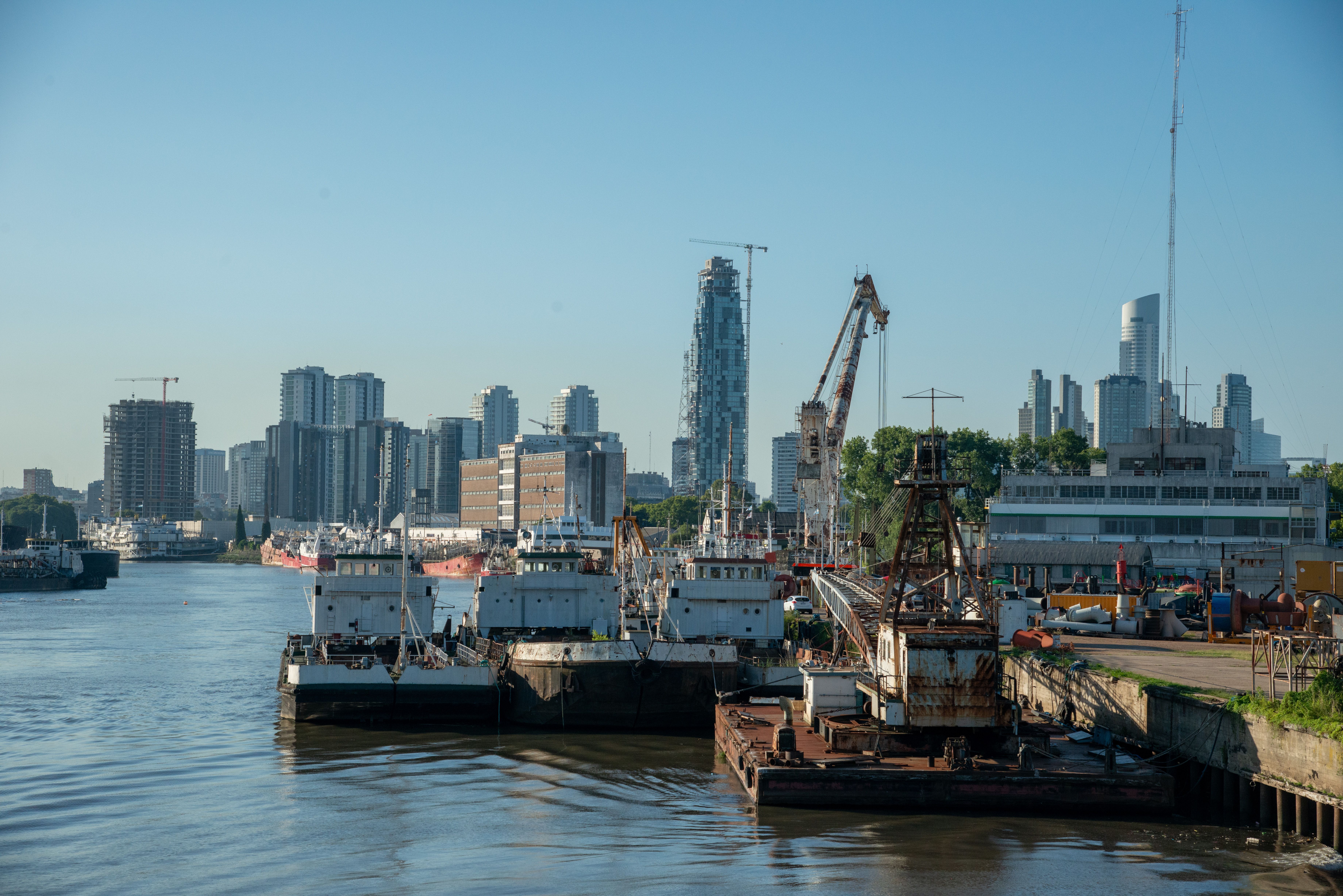 industrial-port-and-cityscape-of-buenos-aires-free-stock-photo