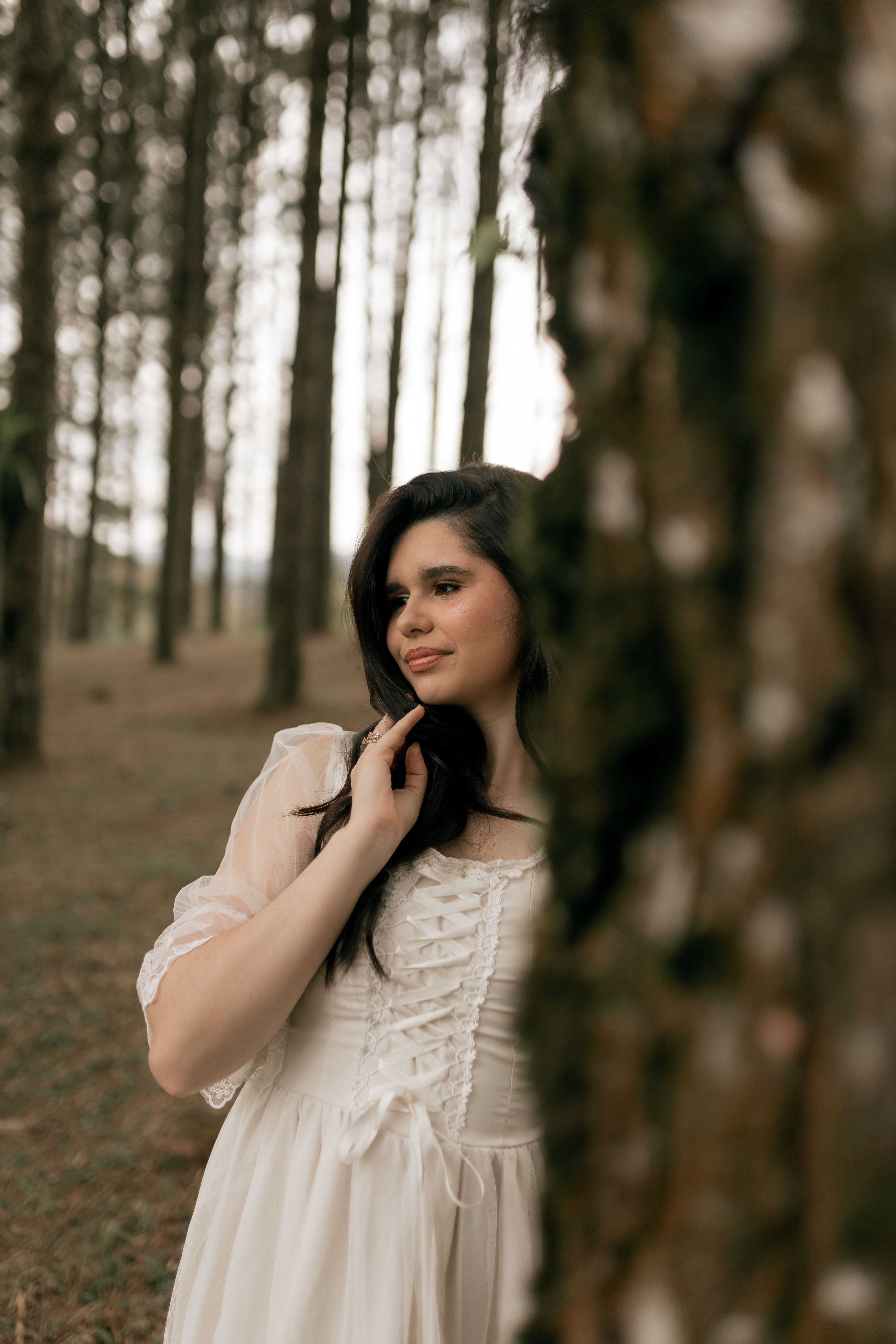 Woman in White Dress in Forest Setting · Free Stock Photo