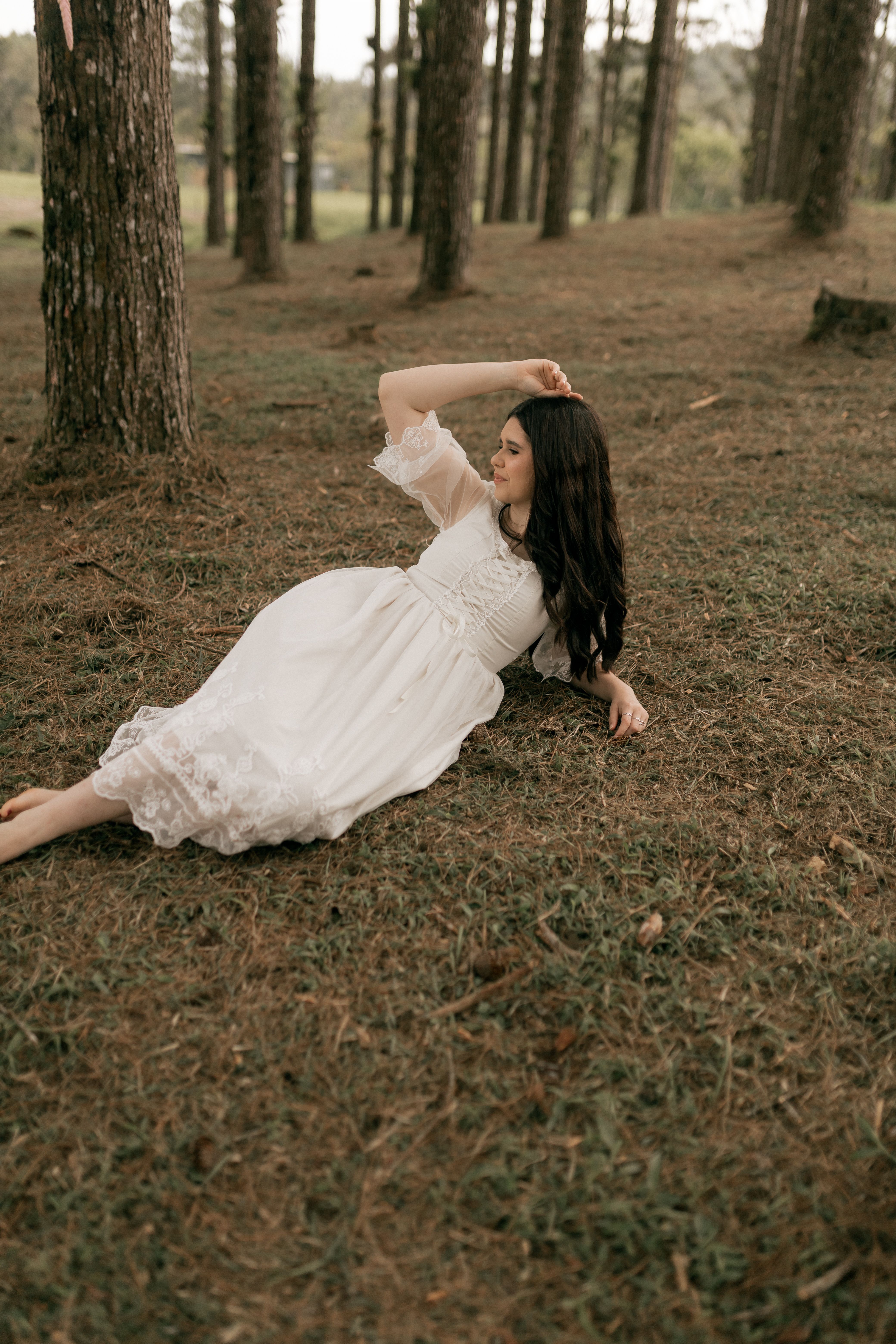 Woman in White Dress Relaxing in Forest · Free Stock Photo