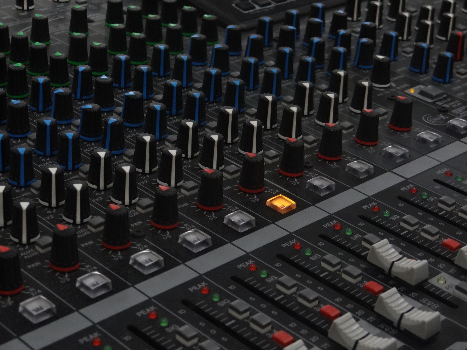 Illuminated professional audio console